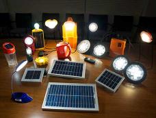 A selection of solar LED lighting devices