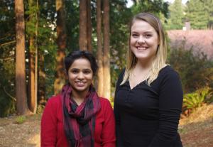 Anamika and Thalia outside