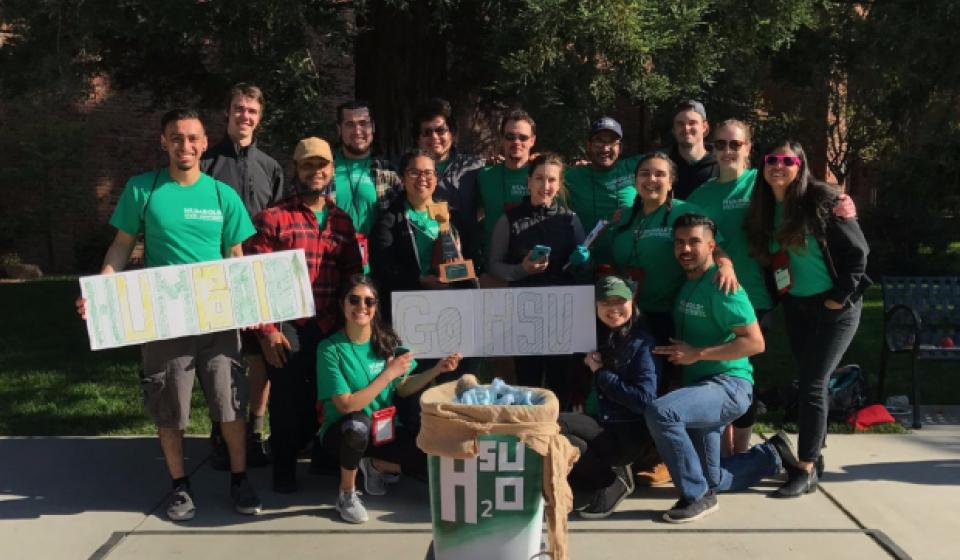 The HSU environmental resources engineering team in front of their water filter