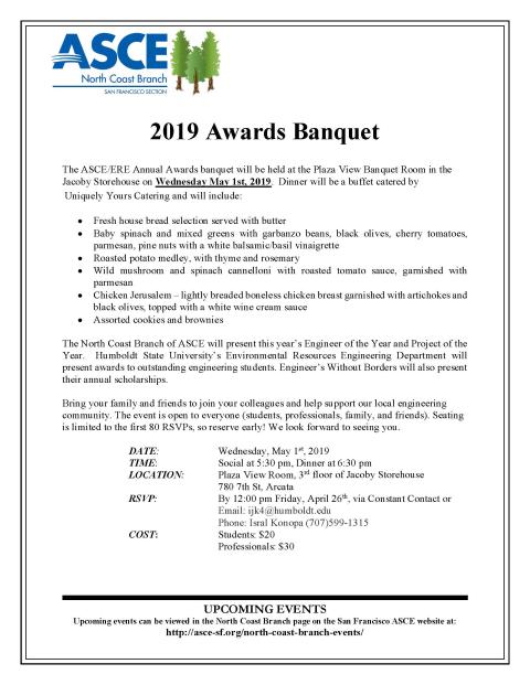 ASCE Awards Banquet May 1, 2019